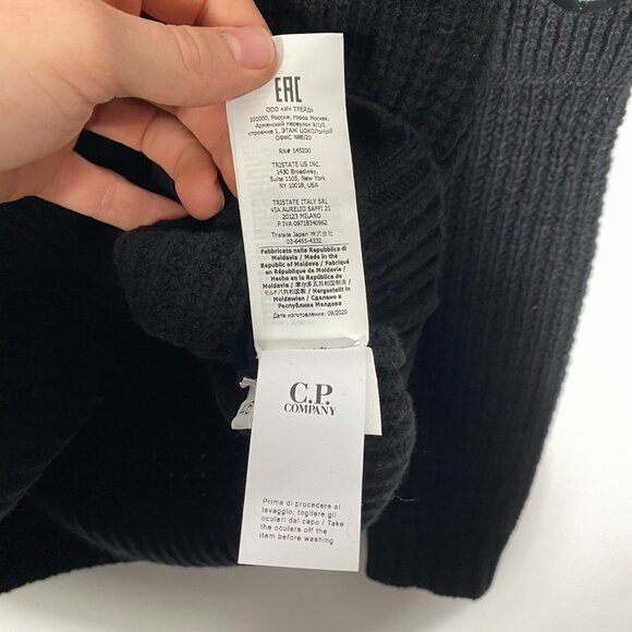 C.P. Company Merino Wool Lens Crewneck Sweater Black mens size 46 / US Small - Picture 9 of 10